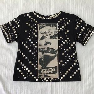 Alice and Olivia x Sex Pistols cropped shirt